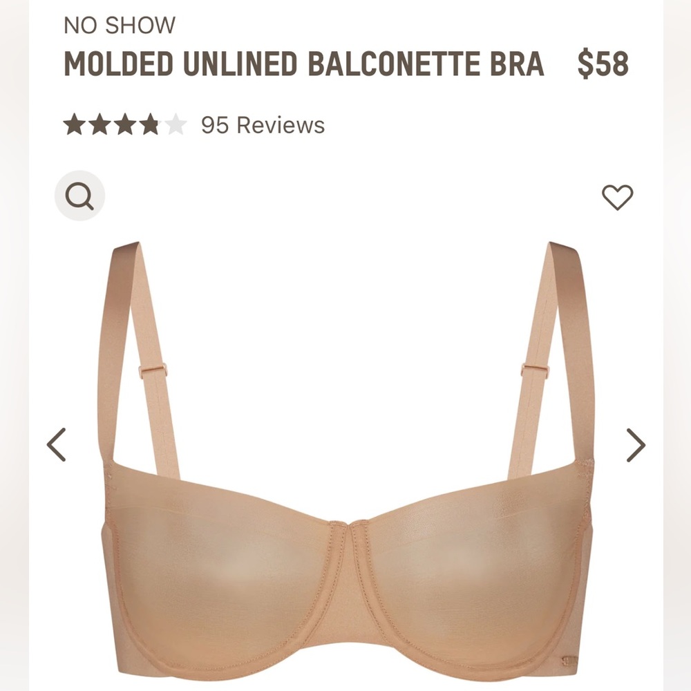 SKIMS Unlined Balconette Bra in Clay - never worn! 34DD